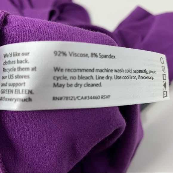 NEW Eileen Fisher Purple Viscose Jersey 3/4 Sleeve - Picture 7 of 9